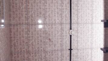 Shower, towels, toilet paper