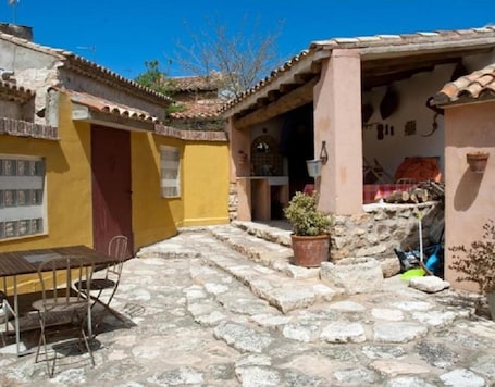 Outdoor dining. Country House 'Jara' with Private Terrace, Private Garden and Wi-Fi