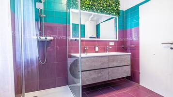 Regadera, secadora de cabello, shampoo