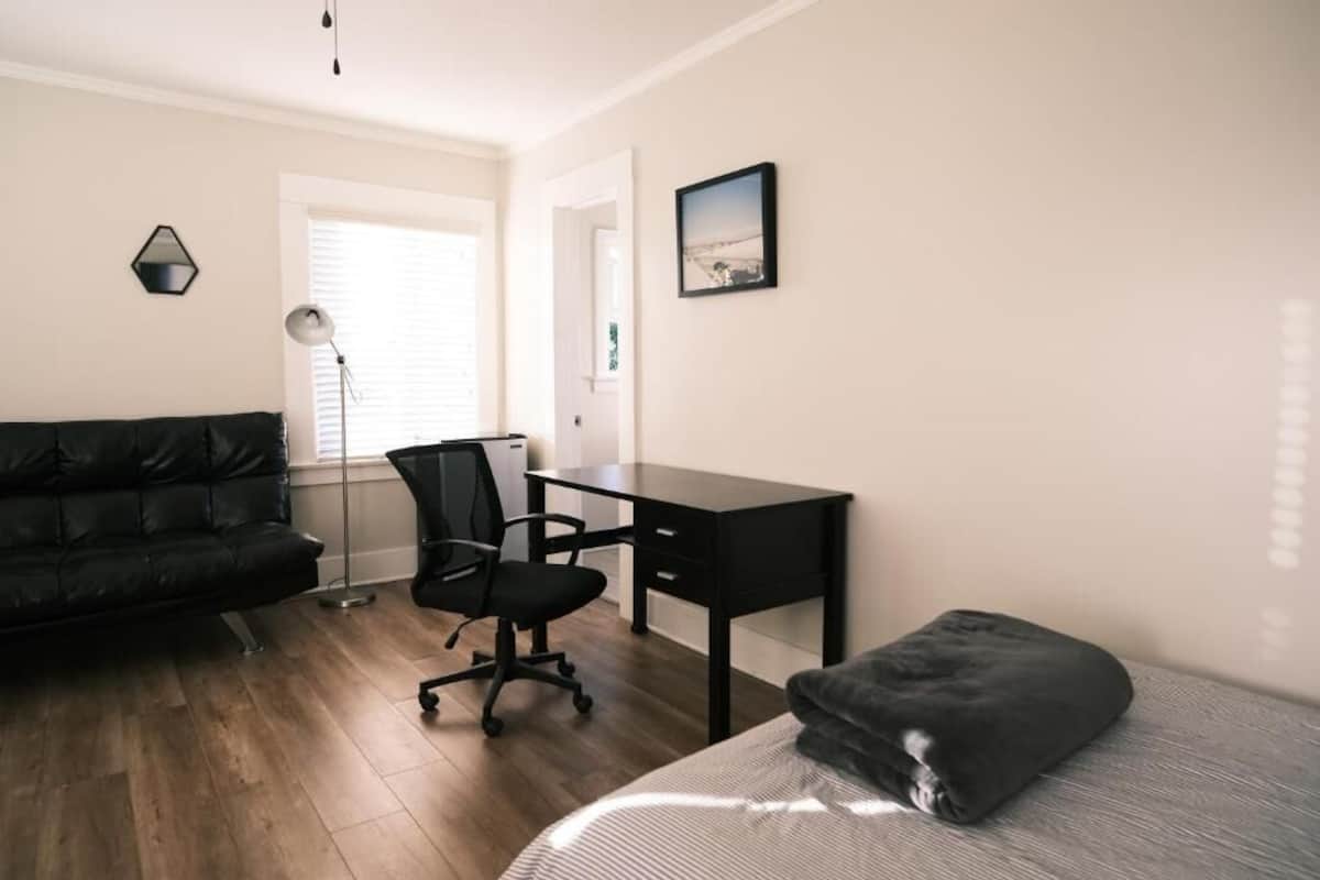 1 bedroom, desk, laptop workspace, iron/ironing board