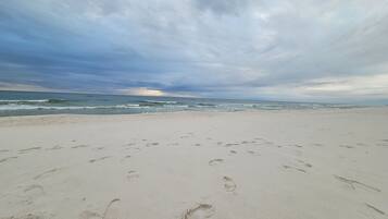 Beach nearby, sun loungers