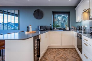 Microwave, oven, toaster, high chair