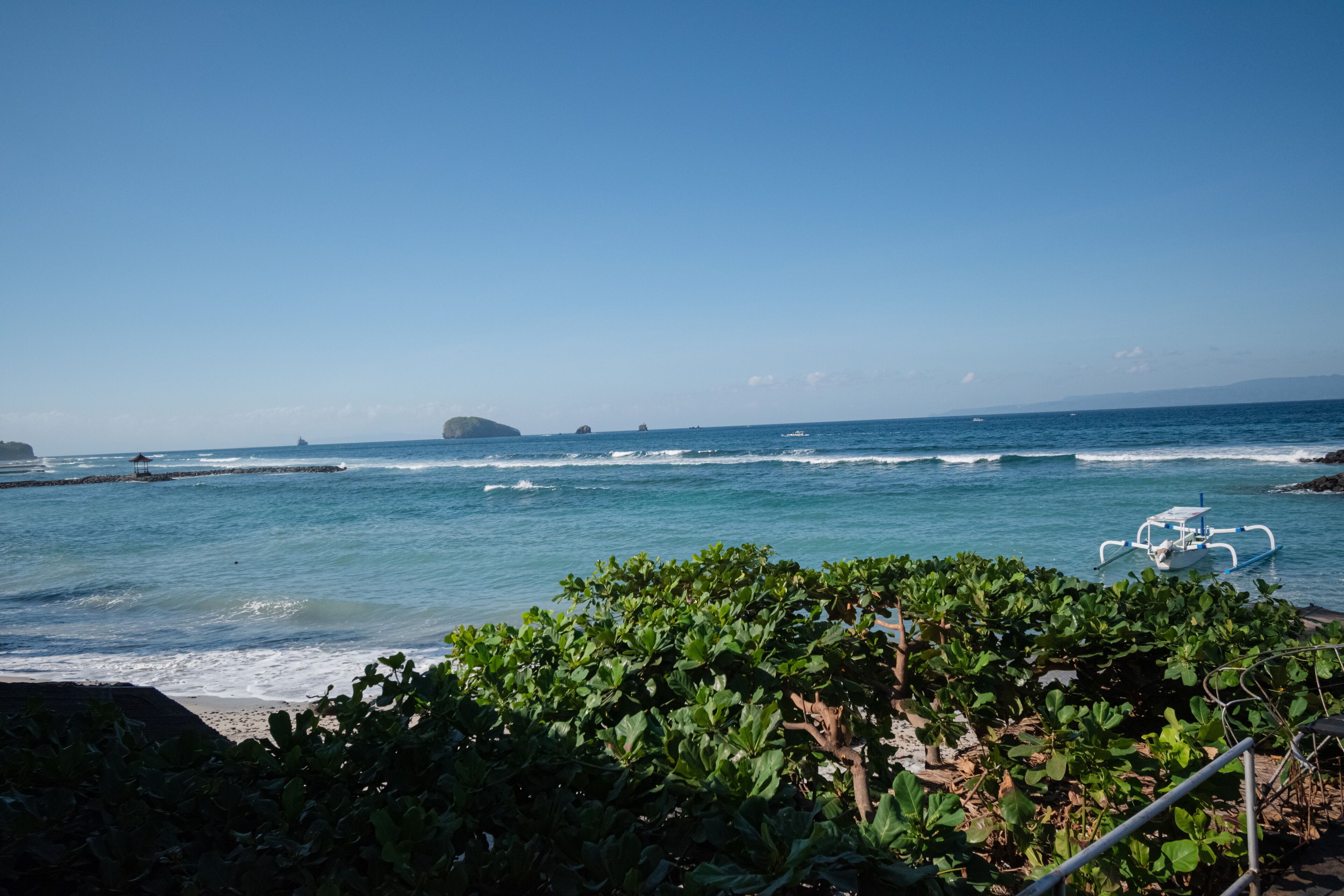 On the beach, white sand