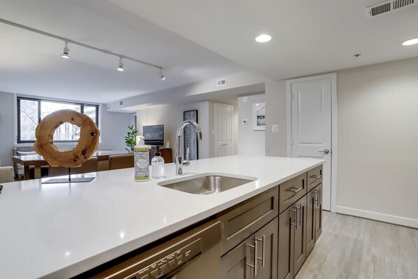 Fridge, microwave, oven, stovetop - Sojourn  Courtland Towers 2 BR | 2 Bath (Arlington)