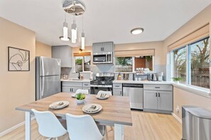 House, 2 Bedrooms, Non Smoking | Private kitchen - Lakeview Home in Renton, Walk to Beach, AC, Fenced (Renton)