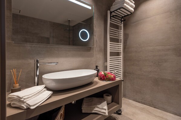 Shower, hair dryer, bidet, soap