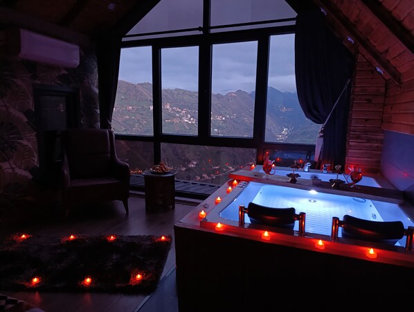 Bungalow, balcon, vue vallée