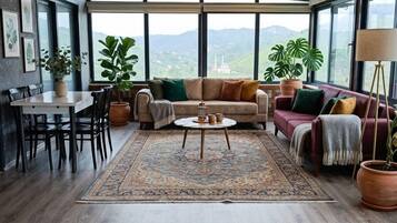 Villa, River View, Mountainside | Living area | 180-cm LCD TV with satellite channels