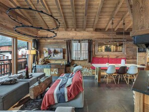 Fireplace - Apartment in Courchevel 1300 for 8 people, ski-in/ski-out with sauna (La Tania)
