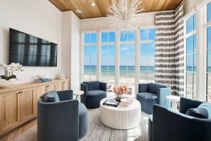 TV - Luxury Beachfront Home with Infinity Pool, Gym and Sunset Views (Inlet Beach)