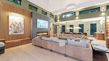 Télévision, cheminée, chaßne hi-fi