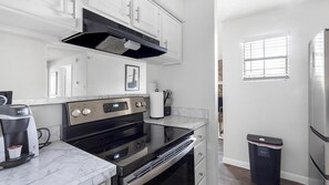 Fridge, dining tables