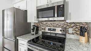 Fridge, dining tables