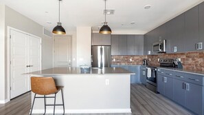 Fridge, dining tables