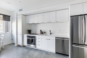 Fridge, dining tables