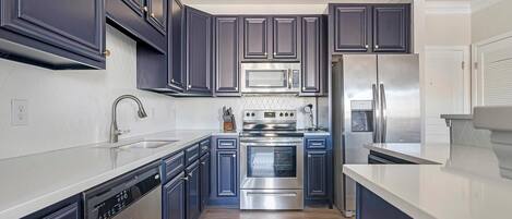 Fridge, dining tables