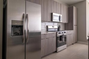 Fridge, dining tables