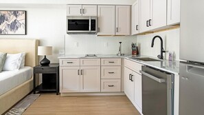 Fridge, dining tables