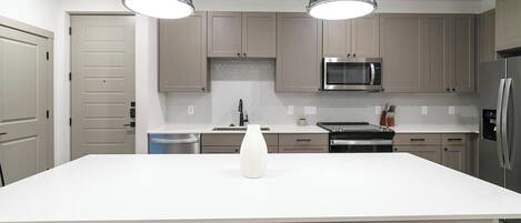 Fridge, dining tables