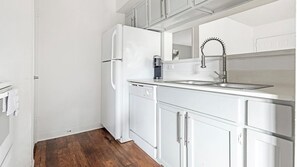 Fridge, dining tables