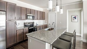 Fridge, dining tables