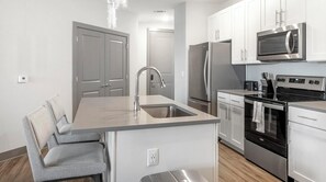 Fridge, dining tables