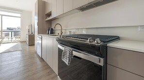 Fridge, dining tables