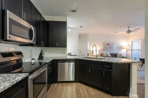 Fridge, dining tables