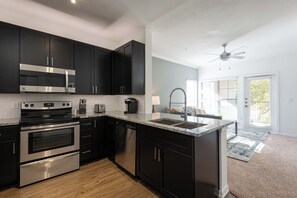 Fridge, dining tables - Landing | Incredible 1BD, Gym, Pool (Austin)