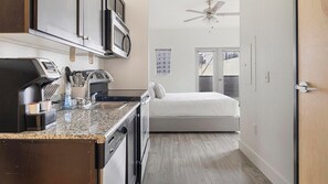 Fridge, dining tables