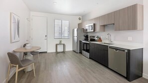 Fridge, dining tables