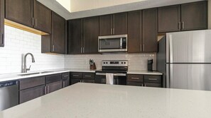 Fridge, dining tables