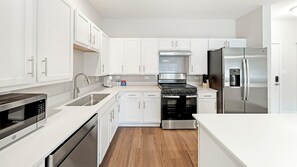 Fridge, dining tables