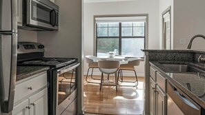 Fridge, dining table