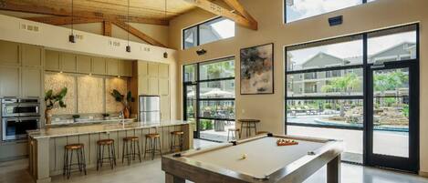 Fridge, dining tables