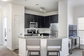 Fridge, dining tables