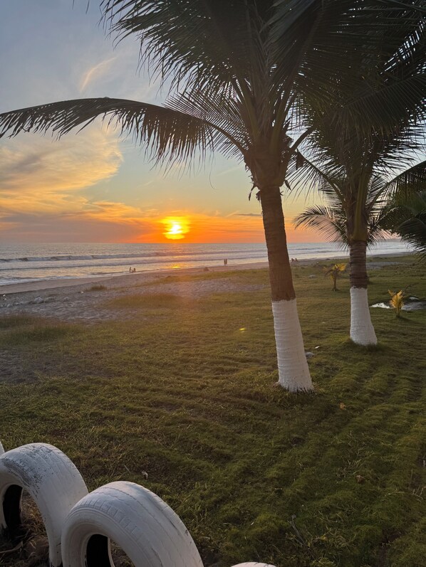 Beach nearby, sun-loungers