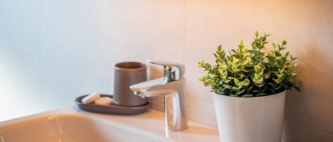 Douche, séchoir à cheveux, serviettes fournies