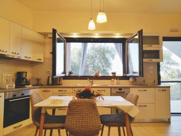 Fridge, oven, stovetop, dishwasher