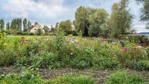 A garden with various flowers and a house in the background. - Apartment 2 in Haus Böhler on the island of Reichenau with Lake View, Terrace and Garden (Reichenau)