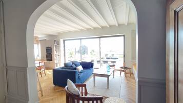 TV, fireplace, video games, DVD player