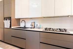 Fridge, oven, stovetop, dishwasher