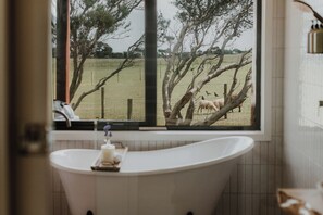 Interior - Luxury Cabin "Deck" | Farm, Sunset Views, Fire-pit (Sunderland Bay)