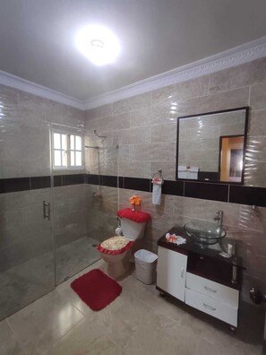 Towels, soap, toilet paper