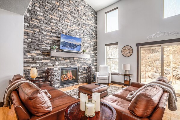 TV, fireplace