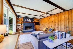 TV, fireplace - 2BR Catskills Retreat | Hot Tub | Pool | Fire Pit (Kerhonkson)