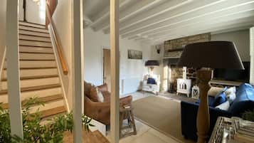 Fernseher, Kamin, Bücher