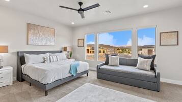 4 bedrooms, desk, iron/ironing board, travel crib