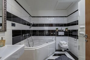 Family House, Multiple Bedrooms (Pool House Kristina) | Bathroom | Combined shower/tub, hair dryer, towels, soap -  Pool House Kristina (Sveta Nedelja)