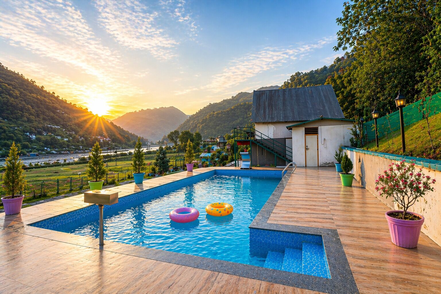 Una piscina al aire libre
